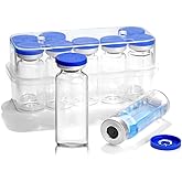 Ehoycq 10ml Sealed Vials with Self Healing Injection Port and Plastic-Aluminum Flip Caps,Glass Empty Vials for Injection 10 P