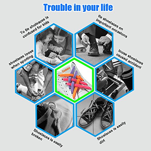 Shackcom No Tie Flat Shoelaces 4 Pack For Kids, Men & Women | Waterproof & Stretchy Silicone Tieless Shoe Laces | For Athletic & Dress Shoes, Hiking Boots & More | Eliminate Loose Shoelace Accidents - Thumbnail 3