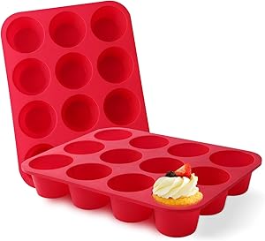 Silicone Jumbo Muffin Pan 12 Cups, European Grade Cupcake Baking Pan - Large Size, Non-Stick Muffin Molds for Baking,Muffin Tray, Food-Grade Muffin Tins Set of 2, BPA Free