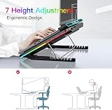 LIANGSTAR Laptop Cooling Pad 6 Fans 10 RGB Modes 7 Height Adjustable 11.3-17 in view 5