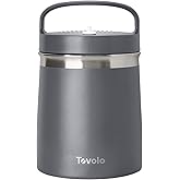 Tovolo Insulated Food Container 2 Quart Food Traveler Thermos for Hot Food and Cold Food Stainless Steel Double Wall Vacuum Insulated Spill Proof Airtight Lid Dishwasher Safe BPA Free Charcoal Gray