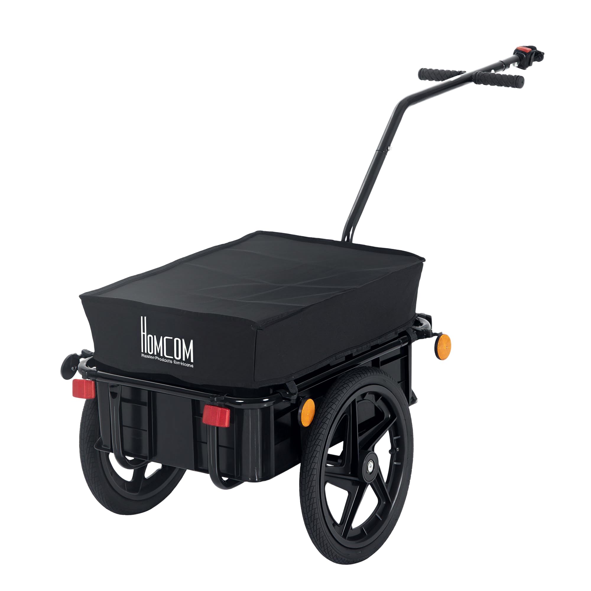 HOMCOM Bicycle Trailer Cargo Jogger Luggage Storage Stroller with Towing Bar - Black