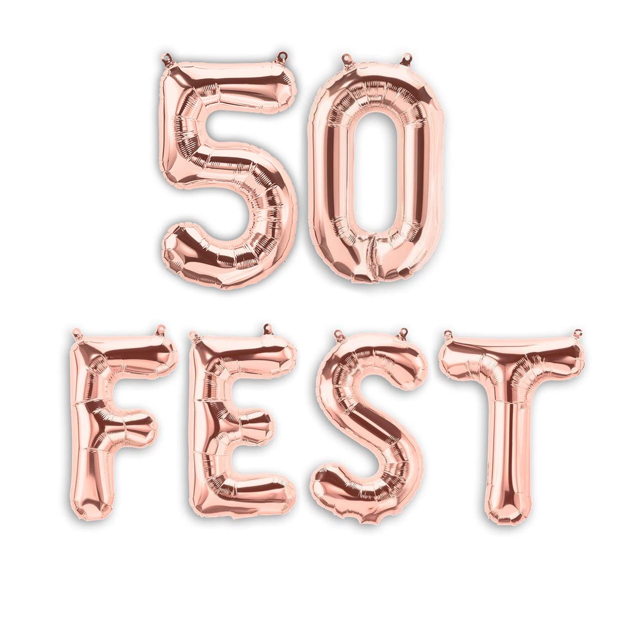 50FEST ™ ROSE GOLD 16" 50th BIRTHDAY PARTY FOIL BALLOONS - 50th Birthday Balloons - 50 FEST BALLOONS (ROSE GOLD)