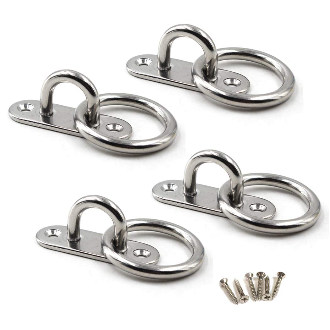 M5 Ceiling Hook Pad Eye Plate 304 Stainless Steel Wall Mount Hook Heavy Duty for Hanging (Pack of 4,Screws Included)