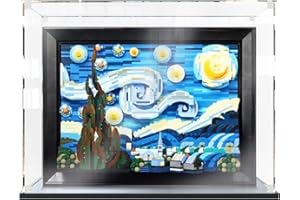 iCUANUTY Acrylic Display Case for Lego Vincent Van Gogh The Starry Night 21333 Building Blocks Dustproof Protection Showcase 11.81x7.87x6.29in