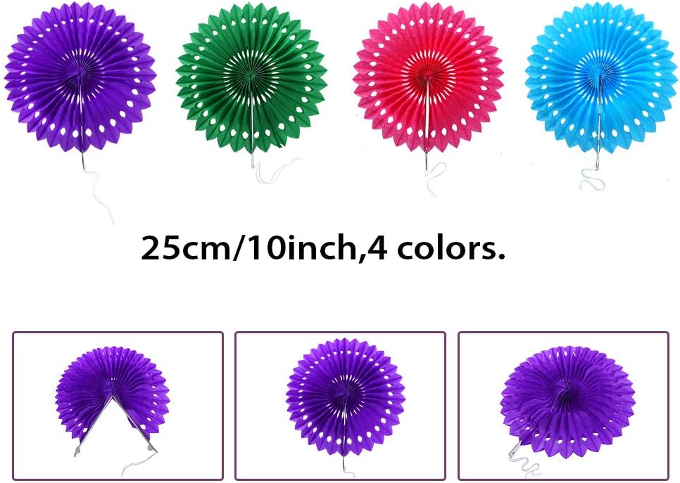 Auihiay 32 Pieces Fiesta Party Decoration Include Paper Fans, Tissue Paper Pom Poms, Circle Dot Garland and Tissue Paper Tassel for Birthday Parties, Wedding Décor, Taco Party or Mexican Party: Arts, Crafts & Sewing