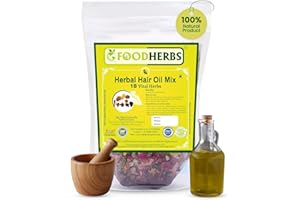 Foodherbs Premium Herbal Hair Oil Mix with 18 Ayurvedic Herbs for Natural Growth | 2x Long Hair | Strong Roots | Fuller Volum