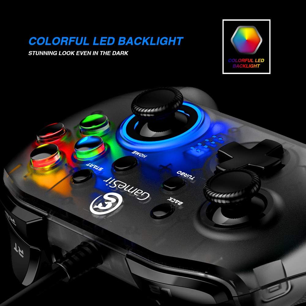 GameSir T4W PC Controller Wired Game Controller for Windows 10/8.1/8/7 Dual Shock Game Gamepad, USB Gamepad with LED Backlight Joystick Vibration Feedback, Semi-Transparent Design: Computers & Accessories