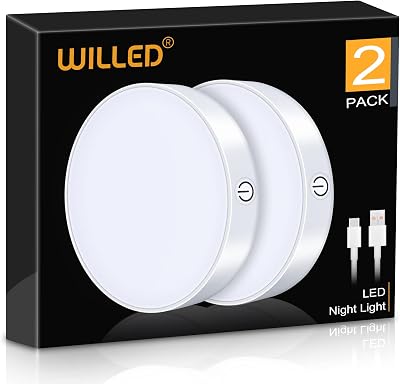 WILLED Dimmable Touch Light Built-in 1000mAh Rechargeable LED Tap Light