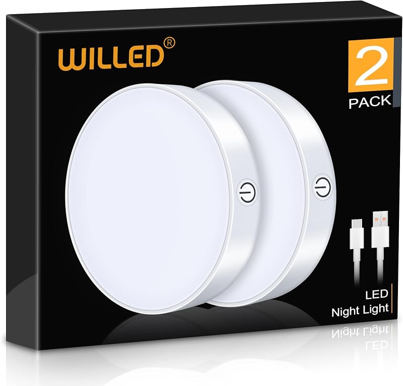 WILLED Dimmable Touch Light Built-in 1000mAh Rechargeable LED Tap Light