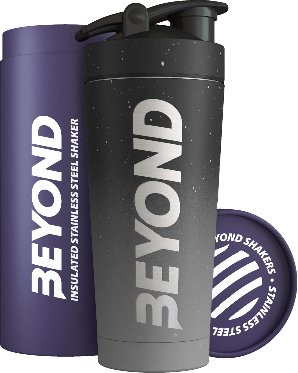 Beyond Shakers Insulated Metal Protein Shaker, Stainless Steel Supplement Bottle - BPA Free for Gym 735ml in Grey & Black โ image 1