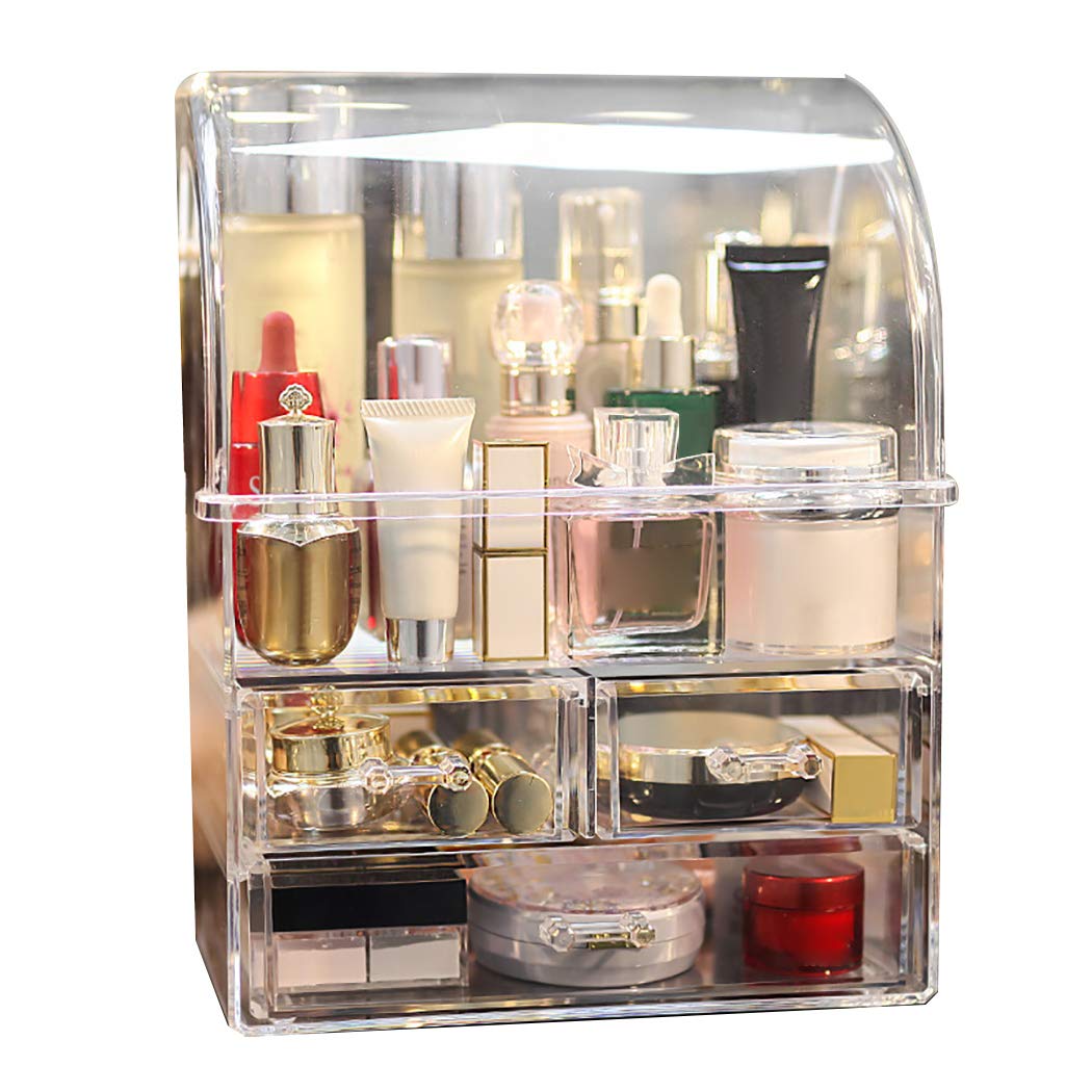 boxoon Makeup Organizer Dustproof Plastic Space Saving Large Capacity