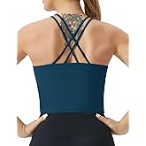 THE GYM PEOPLE Women's Cross Back Sports Bra Halter Neck Workout Crop Tank Tops with Removable Pads