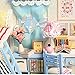 Ogrmar Wooden Dollhouse Miniatures DIY House Kit With Cover and Led Light-Young Memories