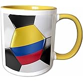 3dRose Colombia Soccer Ball 11oz Two-Tone Yellow Mug