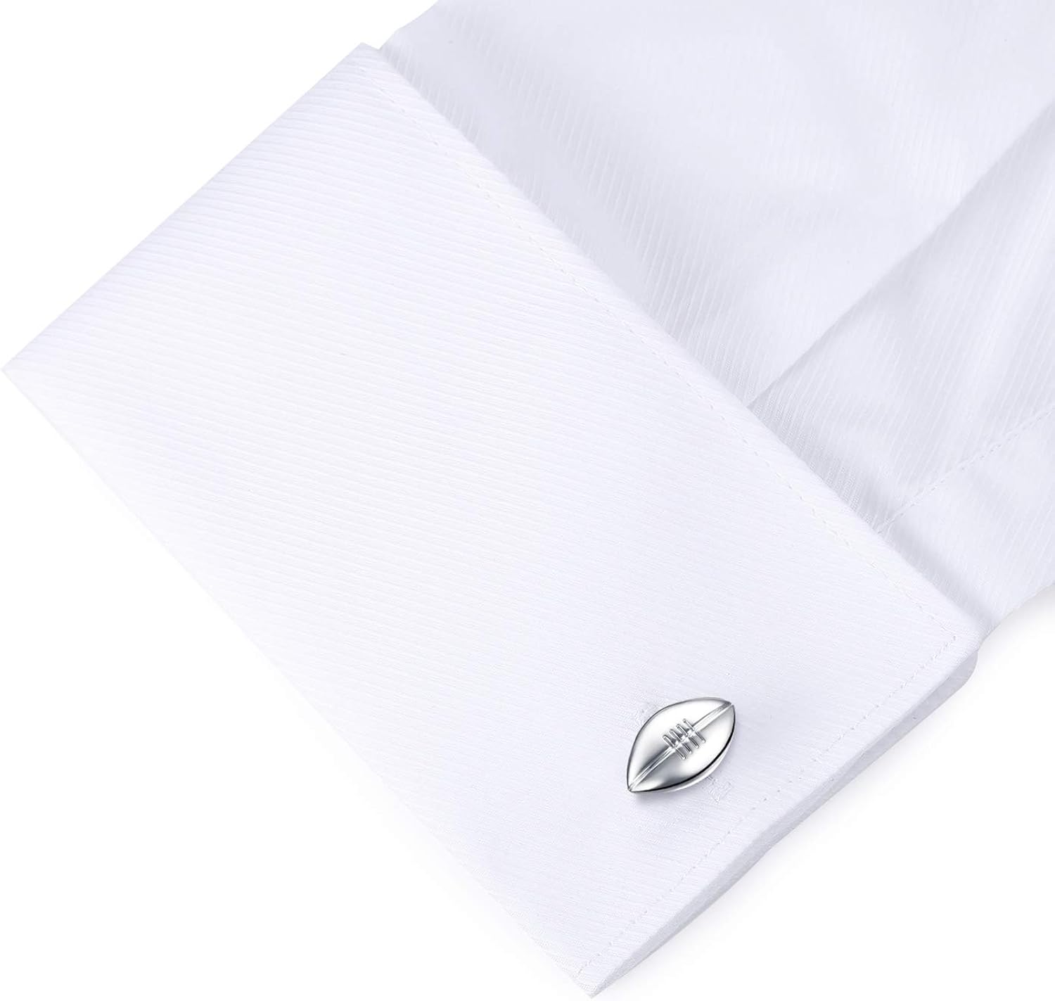 HONEY BEAR Silver Rugby Ball football Sport Cufflinks Wedding Shirt Dress Cuff Links Gift, 5 inches x 2 inches x 0.2 inches - Image 4