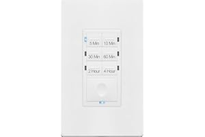 ENERLITES Countdown Timer Switch for Bathroom Exhaust Fan, Wall Light Switch Timer, 5 min – 4 Hours, Night Light LED Indicator, Neutral Wire Required, UL Listed, HET06-4H-W, White