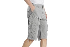 DGWZ Mens Cargo Shorts Elastic Waist Multi Pocket Hiking Outdoor Camo Stretch Cotton