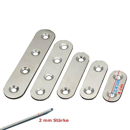 10x Edelstahl Holzverbinder Lochplatte Flachverbinder Metallverbinder Lochblech 40 mm