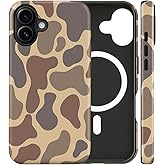 flewfun Magnetic for iPhone 16 Case Brown Camo Phone Case, Shockproof Slim Soft TPU and Hard PC Protective Cases Compatible with MagSafe Protective Designed for Boy Men Women