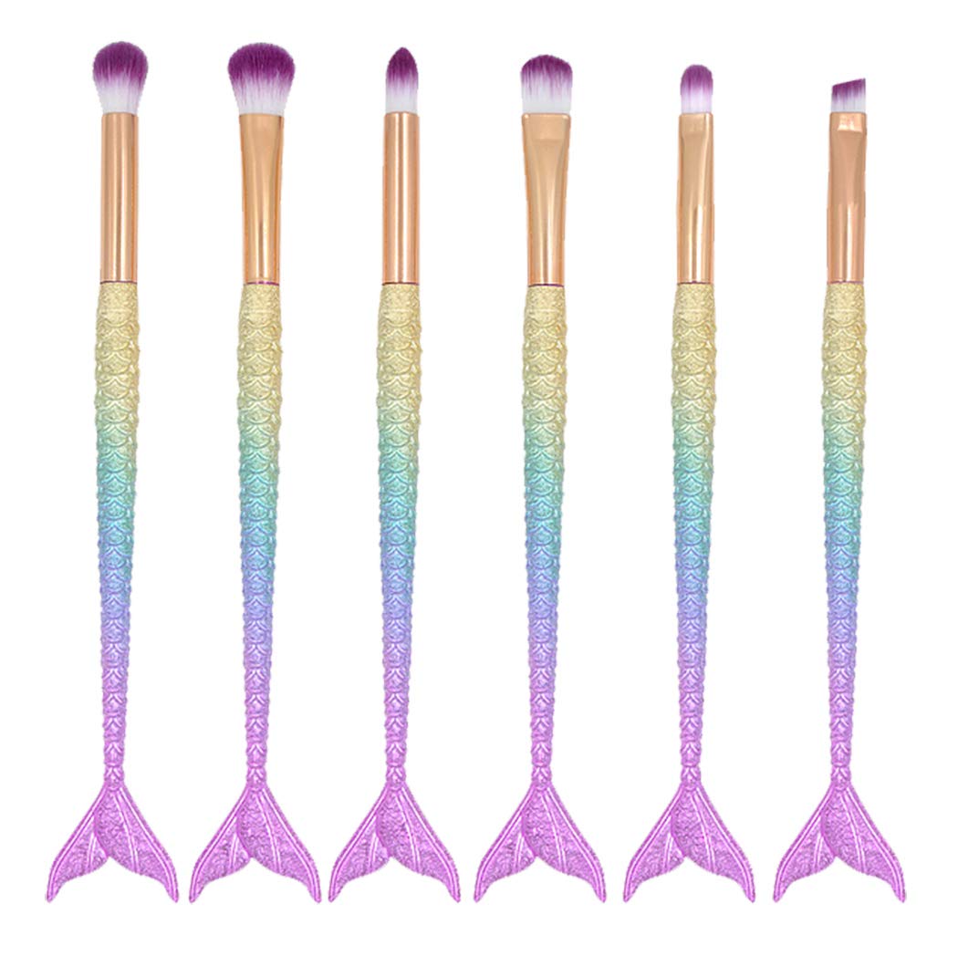 Ranvi Makeup Brush 6 Piece Makeup Foundation Brush Eyeliner Lip Brush (Mermaid Style 1)