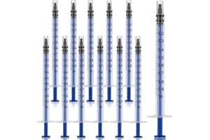 THINKPRICE 12 Pack 1ml/cc Plastic Syringe,Individually Sealed with Measurement, for Scientific Labs, Measuring Liquids, Feeding Pets, DIY Lip Gloss, Oil or Glue Applicator, Art Painting (1 ml)