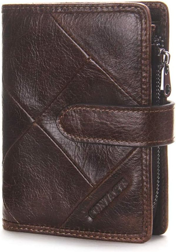 Dfgerten Men's wallet leather Slim Wallet Bifold For Men Genuine Leather Bifold Thin Credit Card ID Window Daily Use Wallet (Color : Coffee)