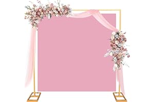 TackView 8.2 FT Heavy-Duty Gold Backdrop Stand,Adjustable Portable Pipe & Drape Arch Kit with Weighted Base, Square Metal Fra
