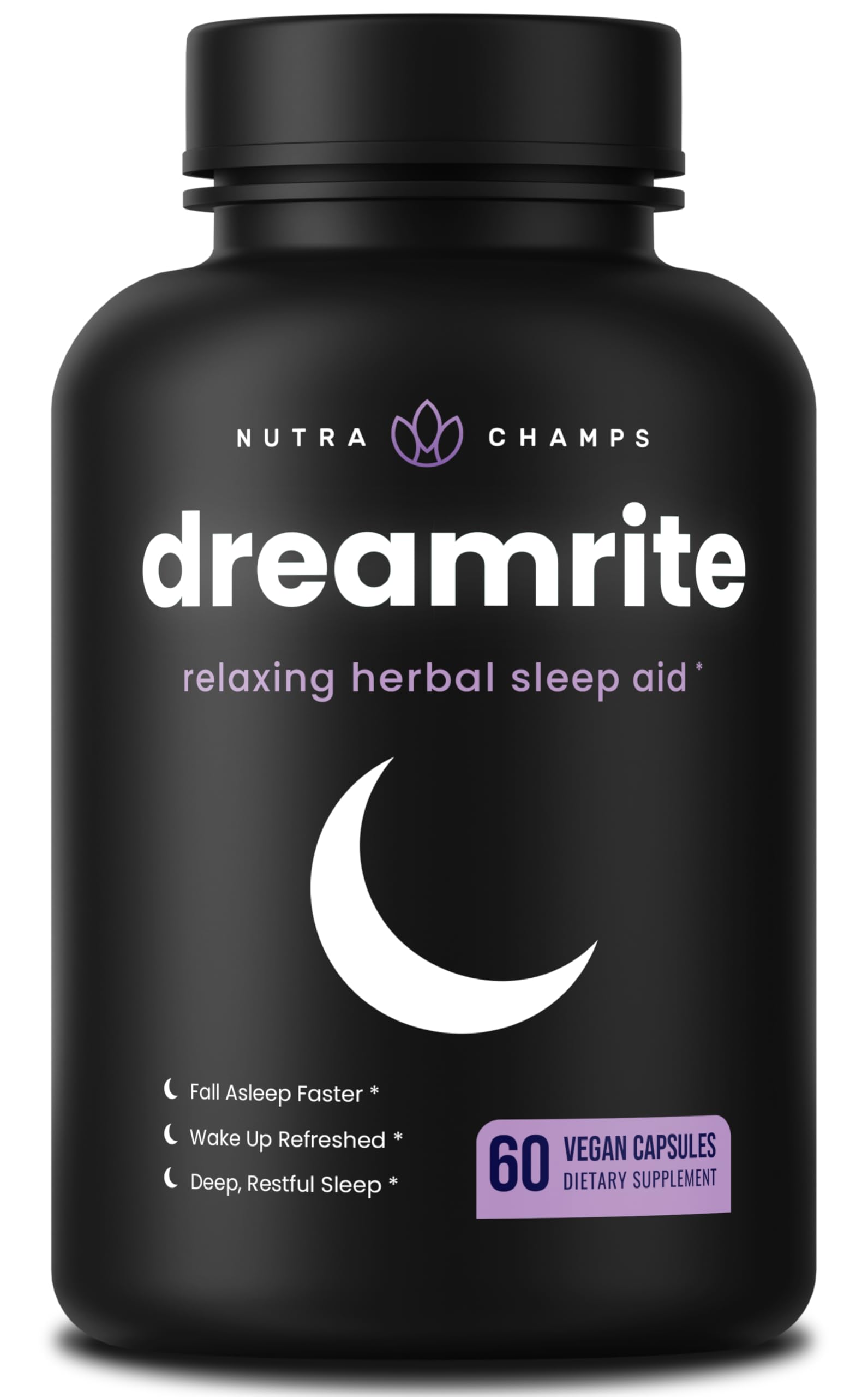 NutraChamps 10-in-1 Natural Sleep Aids for Adults - Melatonin, Lemon Balm 1000mg, Chamomile 400mg, Valerian Root 600mg, L Theanine, L Tryptophan, GABA, Magnesium Sleep Aid