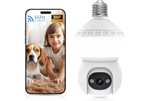 DYPCO Smart Light Bulb Security Camera , 2-in-1 Bulb Camera with LED light,No Wiring, No Drilling WiFi Light Bulb Camera Outdoor Cameras for Home Security, Color Night Vision, AI Human Detection 2-Way Audio
