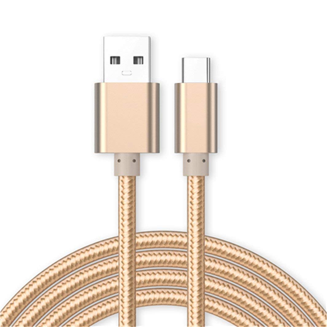 World Biz Charging Cable For Samsung Galaxy S8, S9, S10, Note 9 10, USB Type C [3.1 Amp Fast Charge] Premium Nylon Braided Charger Data Sync Cable [USB 3.0] 1 Meter in Length. Color: Gold