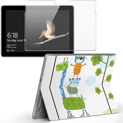 Amazon Igsticker Surface Go Surface Go 2 専用スキンシール ガラスフィルム セット 液晶保護 フィルム ステッカー アクセサリー 保護 ラブリー 動物 緑 イラスト スマコレ 家電 カメラ