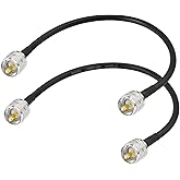 Superbat RG8X Jumper Cable PL259 to PL259 Cable (1ft 2-Pack PL-259 Jumpers) for CB Antenna Cable Extension Duplexer Tuner Dummy Load Ham Radio SWR Meter etc.