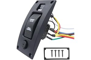 AMOMD 12V 24V 3 Way Bilge Pump Control Switch Panel With Low Pressure Alarm Buzzer On/Off/On for Boat Yacht Camper Truck Mari