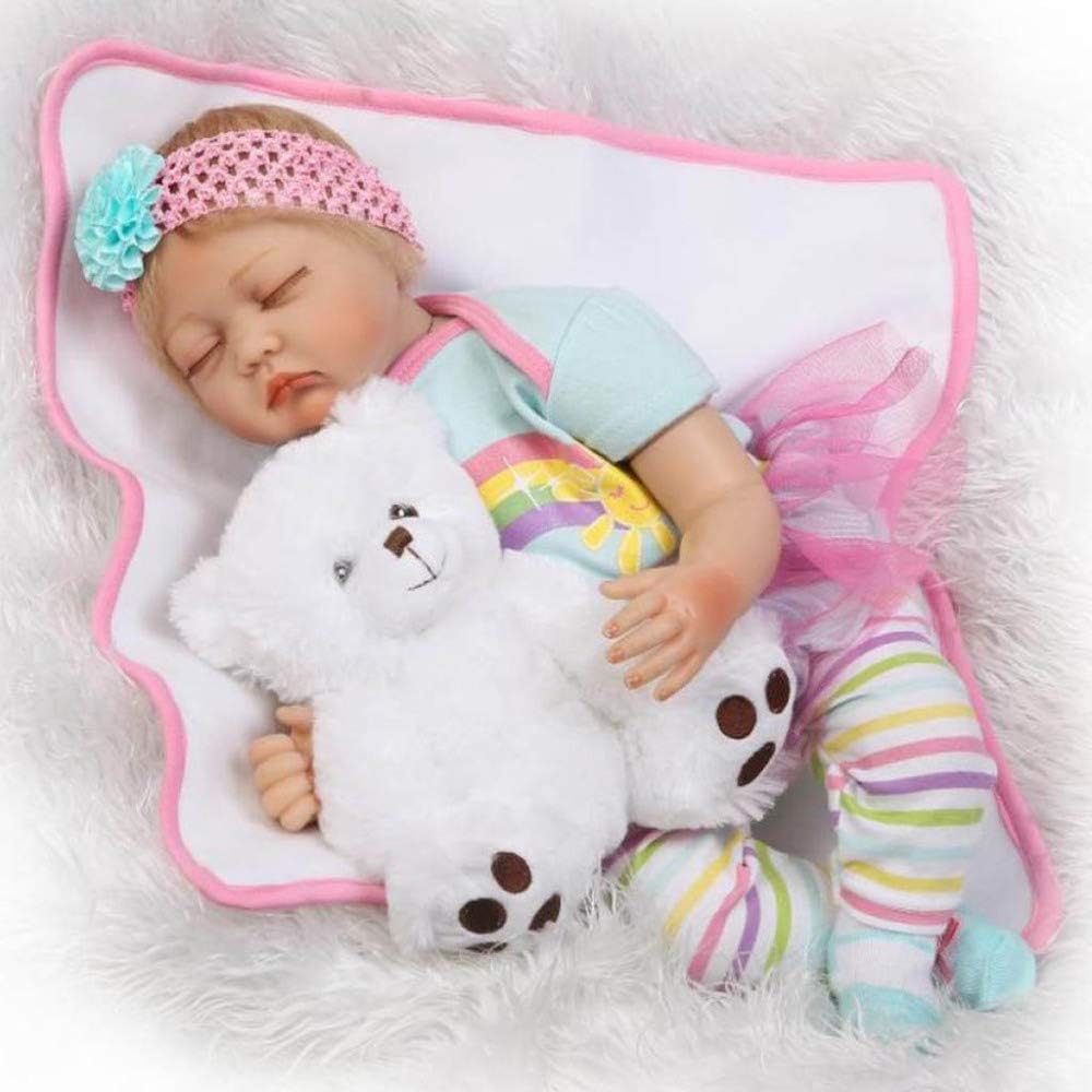 Prezzo YIHANGG 55cm Reborn Baby Doll Bambola Ponderata Realistica 22 Pollici con Orsetto Giocattolo Coperta Ciuccio Magnetico Set per Ragazzo Ragazza Regalo Bambino (Occhi Chiusi) Offerte