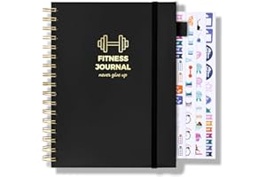 WISEFINE Fitness Journal for Women and Men, 8.8" x 6.6", Workout Log Sprial Book Planner for Tracking Progress and Achieving Your Wellness Goals, Black