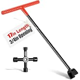 17in Professional Water Meter Key Shut off Tool with 4-Way Utility Keys | 3/4in opening Sturdy Water Meter Key, Wrench T-handle &amp; U-Head for Curb Main and Water Meters, Underground Stop/Waste Valves