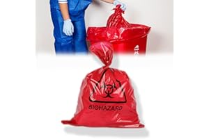 BEMAXY Biohazard Waste Bags - Disposable Safety Bag, Autoclavable, Puncture Resistant, 20 Gal Capacity, 1.77 mil, 45 mircon, 24"x 31" (10 PCS)