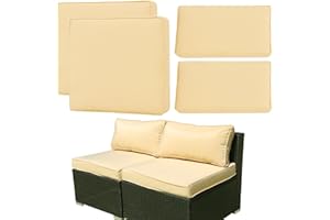 FKSLIFE 4Pcs Patio Cushion Covers Replacement,Outdoor Patio Seat Cushion Covers Furniture Sofa Covers,Waterproof Back Cushion Slipcovers Washable Pillow Cover with Zipper(25×25×3.15 inches,Beige)