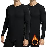 LANBAOSI Men's Crewneck Long Sleeve Thermal Undershirts 2 Pack - Base Layer for Cold Weather