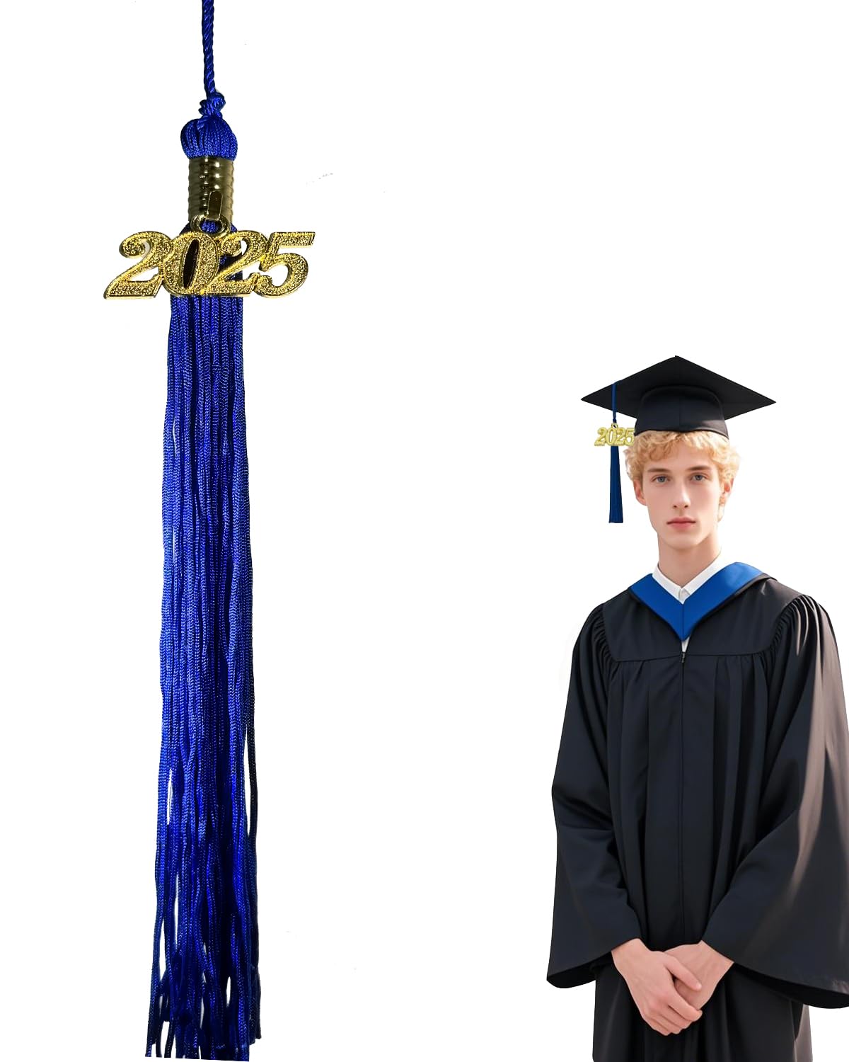 Photo 1 of  *** BUNDLE OF 7  ***NXRACSH 2025 Tassel Graduation, 16.14 inch for Graduation Cap with 2025 Charm,Blue Class of 2025 for Hat Decorations Gifts