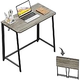 WOHOMO Folding Desk, Small Foldable Desk 31.5" for Small Spaces, Space Saving Computer Table Writing Workstation for Home Office, Easy Assembly, Gray-Wash