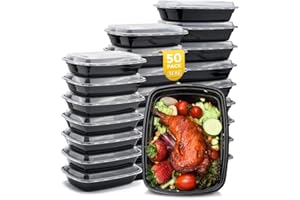 GLOTOCH EXPRESS Glotoch Meal Prep Containers Reusable, 50Pack 32oz Plastic Food Prep Storage Containers with Lids,BPA Free,Microwave, Dishwasher Safe Disposable To Go Containers for Meal Plan,Single Compartment