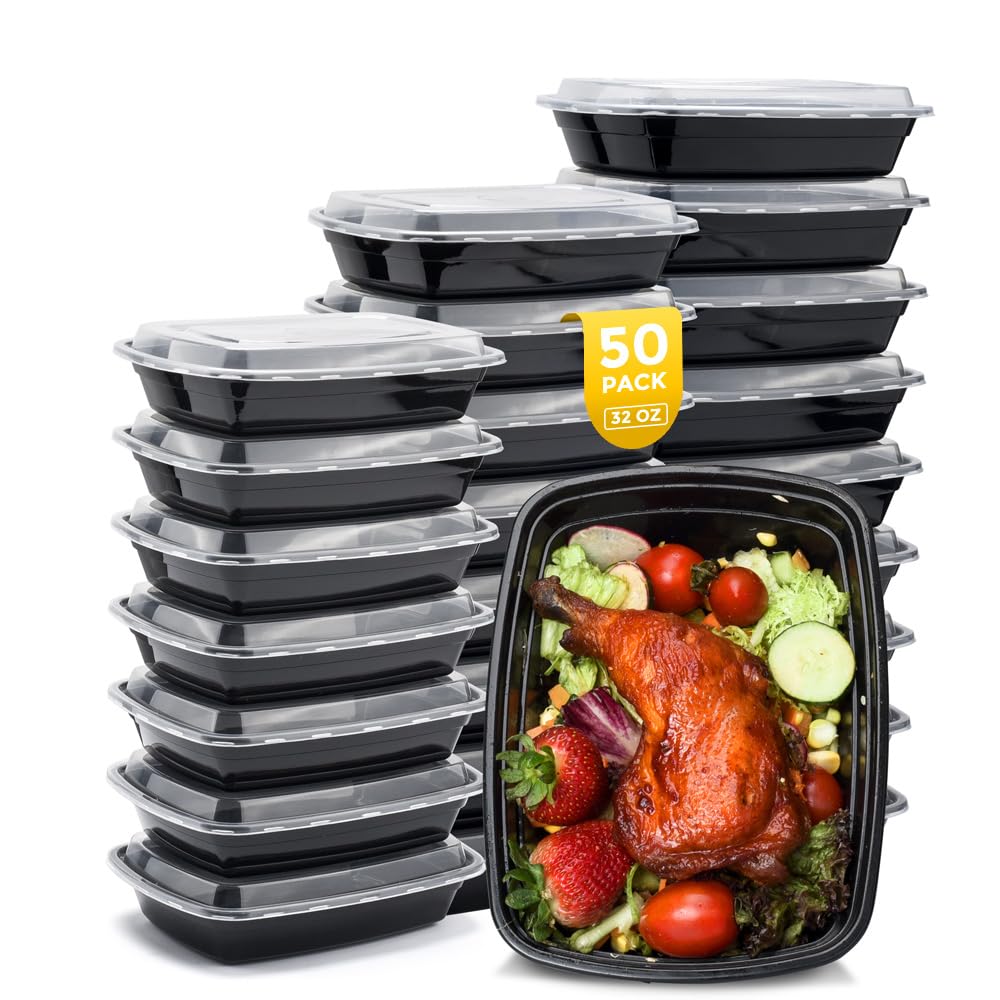 Photo 1 of Glotoch Meal Prep Containers Reusable, 50Pack 16oz Plastic Food Prep Storage Containers with Lids,BPA Free,Microwave, Dishwasher Safe Disposable To Go Containers for Meal Plan,Single Compartment