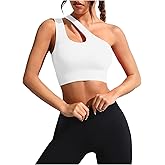 SweatyRocks Women's Sports Bras Cut Out One Shoulder Workout Yoga Bra Athletic Running Gym Crop Tops