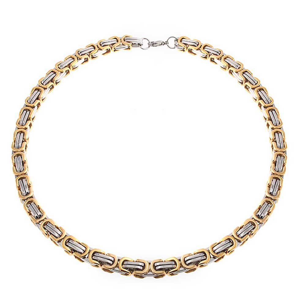 Mechanic Byzantine Biker Jewelry Urban Double link Flexible Heavy Chain Necklace Men Teen Gold Silver Two Tone Stainless Steel 30 Inch