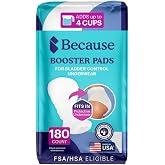 Because Overnight Booster Pads Fit All Adult Diapers, Helps Keep Your Adult Diaper Active All Night, Adds 4 Cups to Incontinence Underwear, Extra Absorbency, 180 Count (Packaging May Vary)