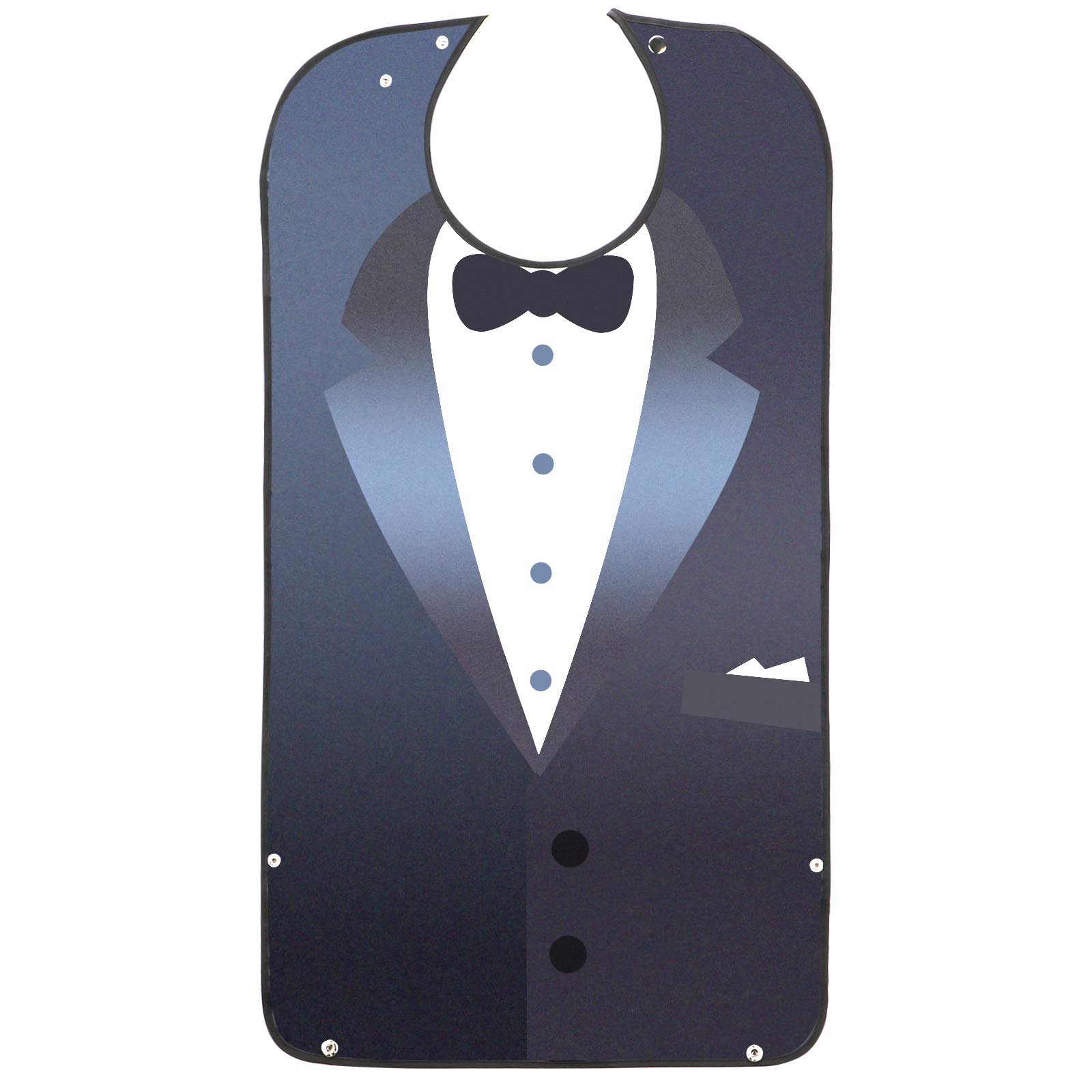 AIEX Adult Bibs for Eating Men Bow Tie Pattern Machine Washable Clothing Protectors with Crumb Catcher for Elderly Men