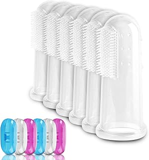 O³ Fingerzahnbürste Baby // 6 Stück mit Transportboxen // Aus BPA-freiem Silikon // Finger Toothbrush // Zahnpflege