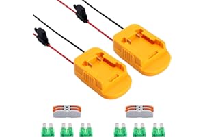 Elefly 2 Pack Power Wheels Adapter Compatible with Dewalt 20V Battery DCB206 DCB204 with Fuse & Wire terminals, Power Connector for Rc Car Toys, Robotics and Rc Truck